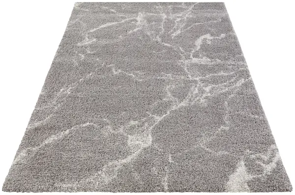 Hoogpolig vloerkleed - Marmer Design - Grijs / Crème - 200 X 290 CM