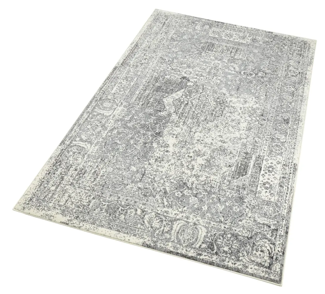 Vintage Laagpolig vloerkleed - Plume - Crème / Grijs - 200 X 290 CM