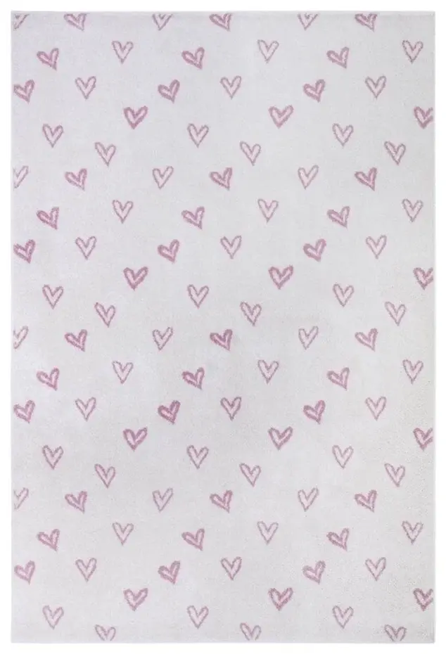 Kindervloerkleed - Adventures Hartjes Crème/Roze - 160 X 235 CM