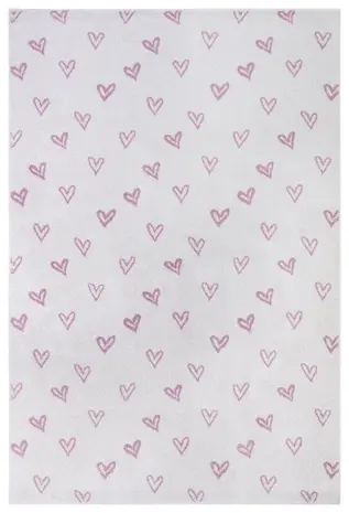 Kindervloerkleed - Adventures Hartjes Crème/Roze - 160 X 235 CM