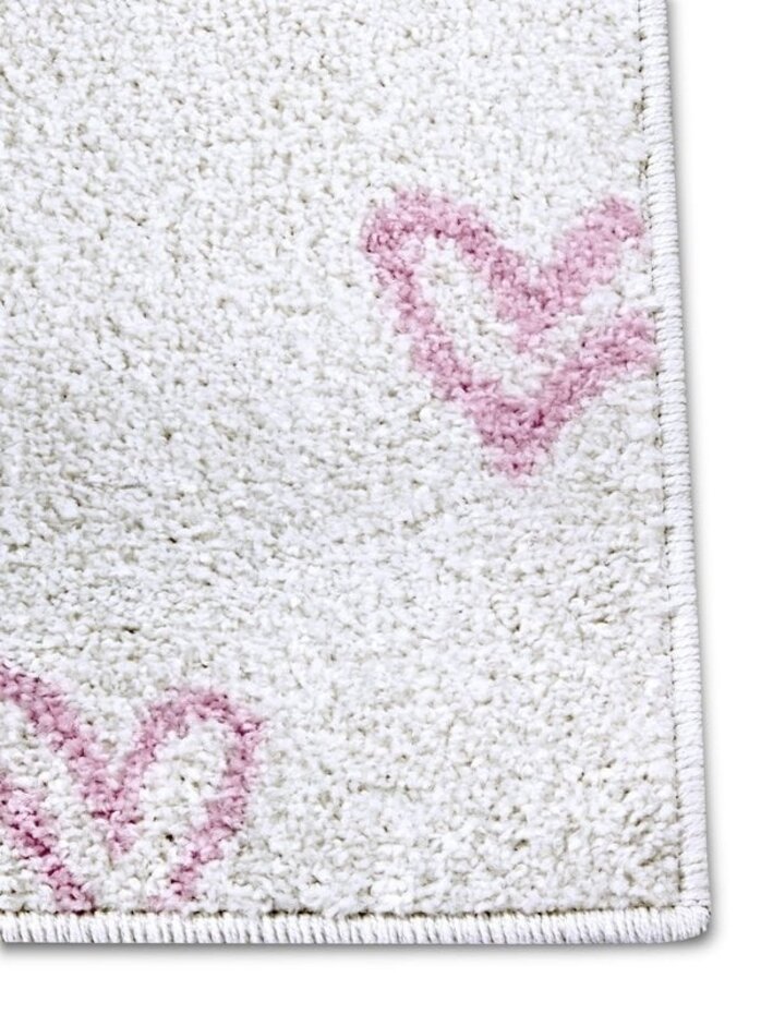 Kindervloerkleed - Adventures Hartjes Crème/Roze - 160 X 235 CM