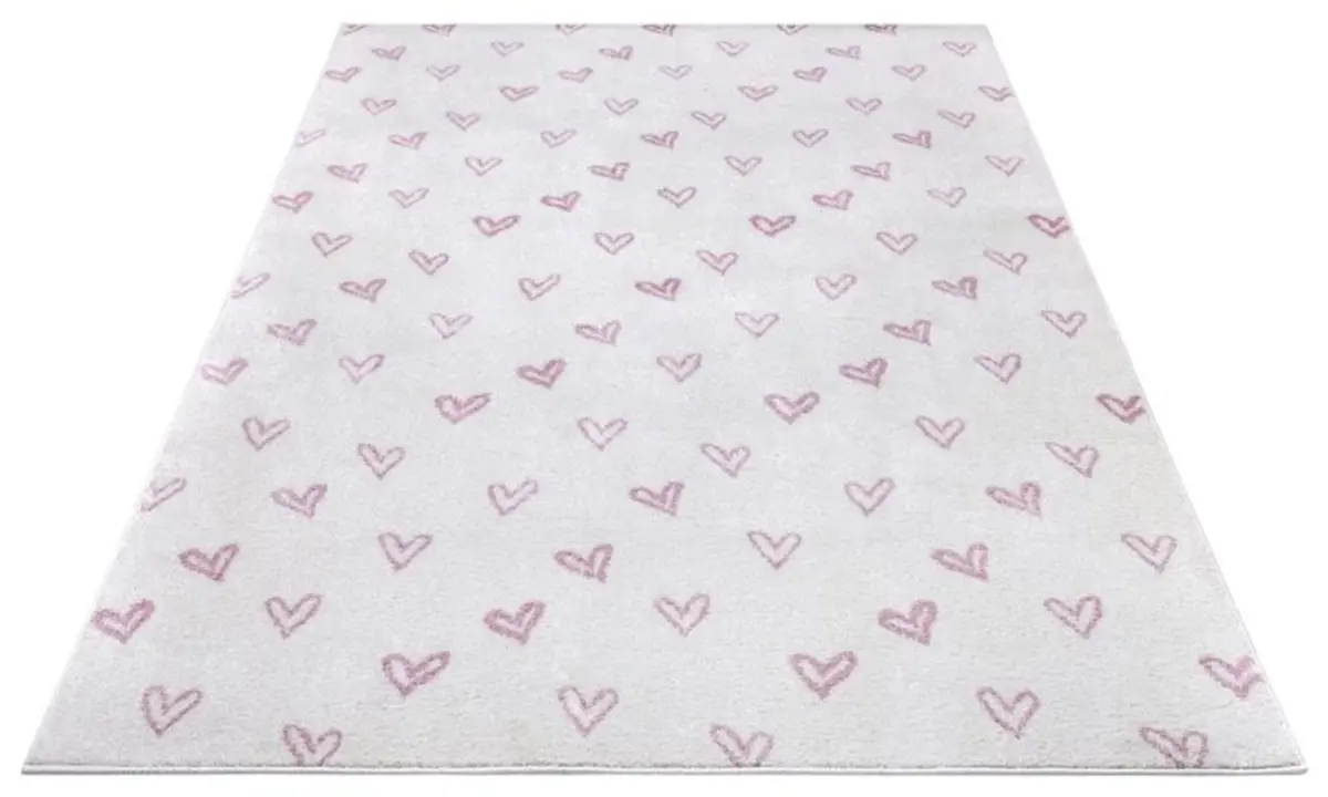 Kindervloerkleed - Adventures Hartjes Crème/Roze - 160 X 235 CM