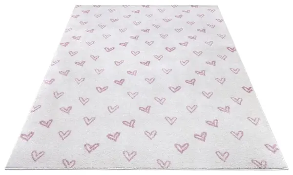 Kindervloerkleed - Adventures Hartjes Crème/Roze - 160 X 235 CM