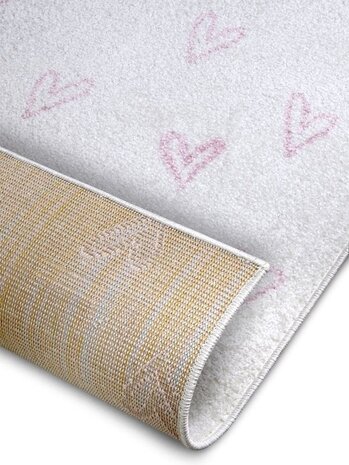 Kindervloerkleed - Adventures Hartjes Crème/Roze - 160 X 235 CM