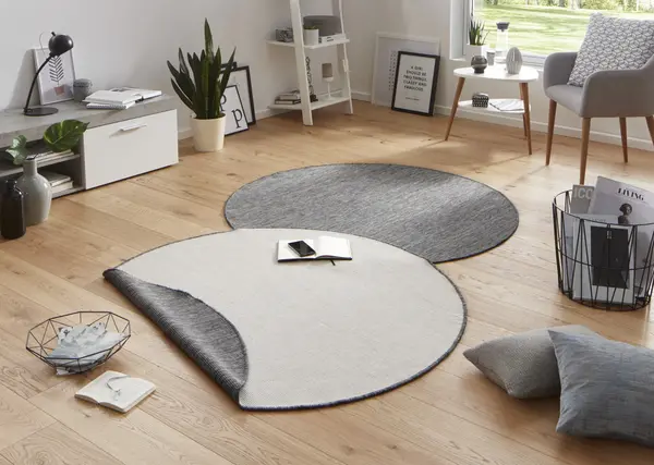 Rond Binnen & Buiten Omkeerbaar vloerkleed - Miami Grijs - Ã˜ 200 CM