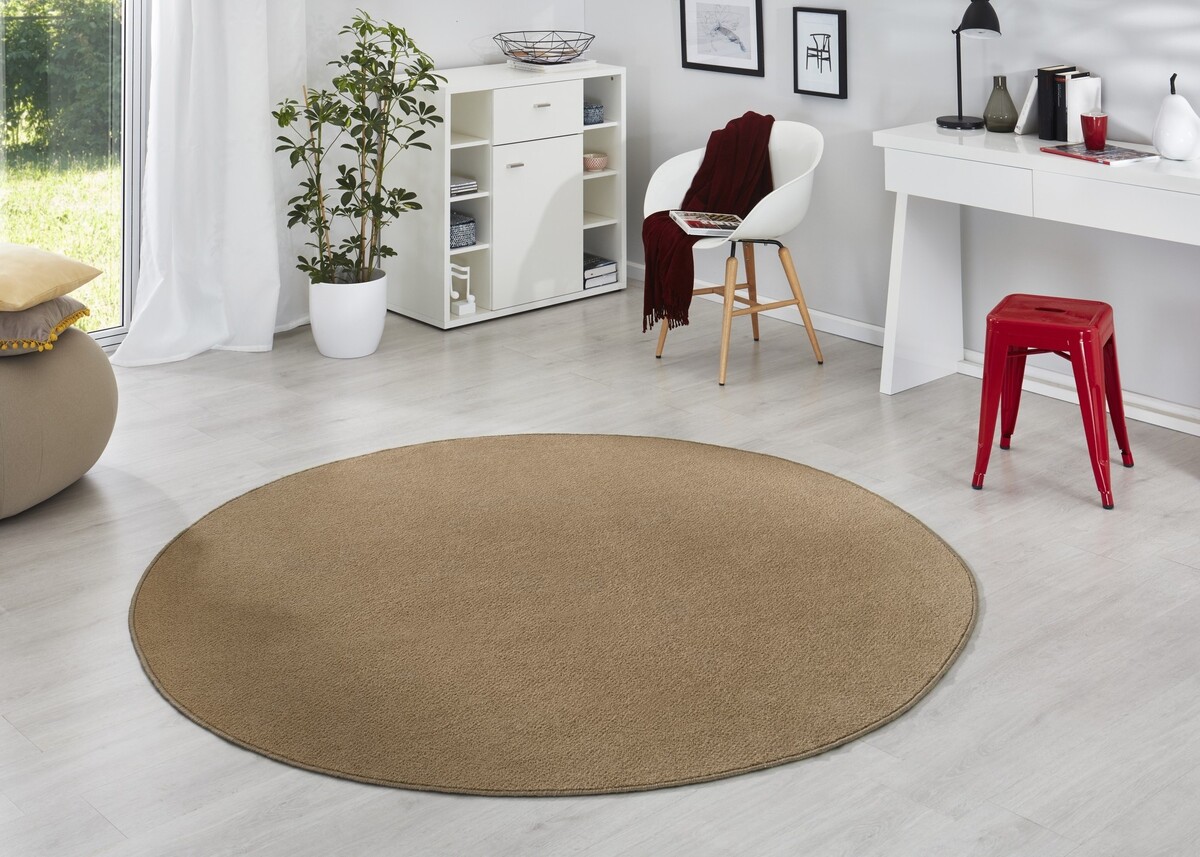 Rond effen vloerkleed - Fancy Bruin - 200cm rond Ã˜