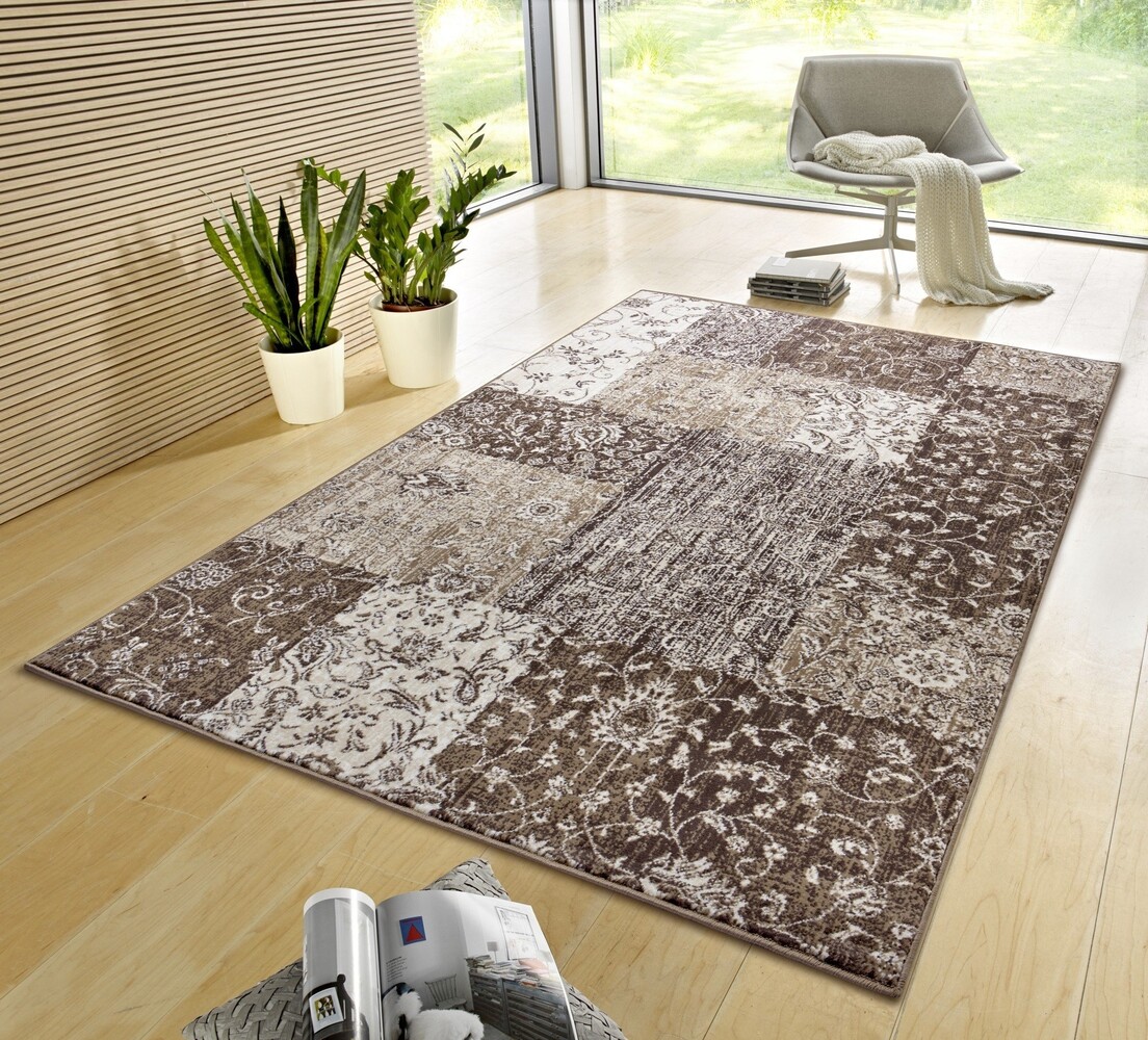Vintage Patchwork Laagpolig vloerkleed - Kirie - Taupe - 200 X 290 CM
