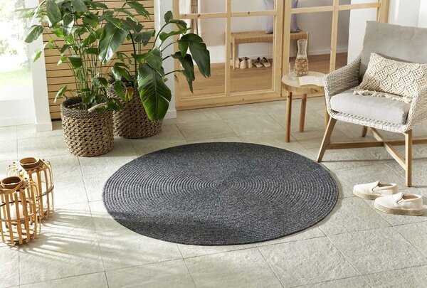 Rond Binnen- En Buitenkleed - Trenzado Donkergrijs - Ã˜ 150 CM
