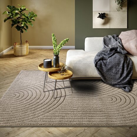 Japandi vloerkleed - Panglao Taupe - 120x170 cm