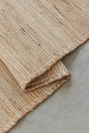 Jute Wol Katoen vloerkleed - Dhaka Naturel - 80 X 200 CM