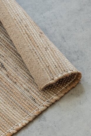 Jute Wol Katoen vloerkleed - Dhaka Naturel - 80 X 200 CM