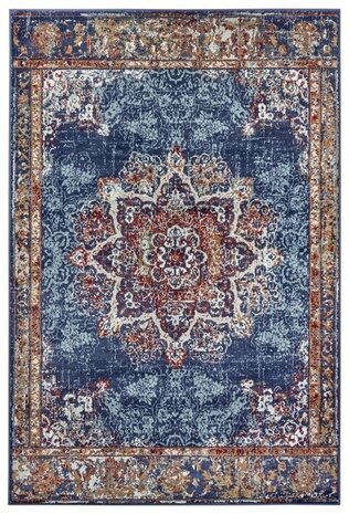 Vintage vloerkleed - Maderno Blauw / Multi - 140 X 200 CM