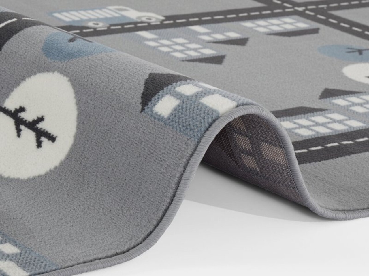 Kindervloerkleed - Adventures Stad Design Grijs/Blauw - 120 X 170 CM