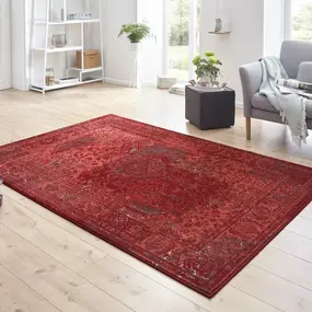 Vintage Laagpolig vloerkleed - Kirie - Rood - 160 X 230 CM