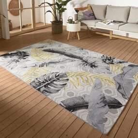 Binnen- En Buitenkleed - Flair Leaves Grijs/Geel - 120 X 180 CM