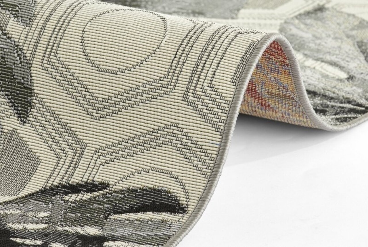 Binnen- En Buitenkleed - Flair Leaves Grijs/Geel - 120 X 180 CM