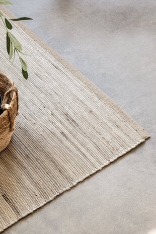 Jute Wol Katoen vloerkleed - Dhaka Taupe - 120 X 170 CM
