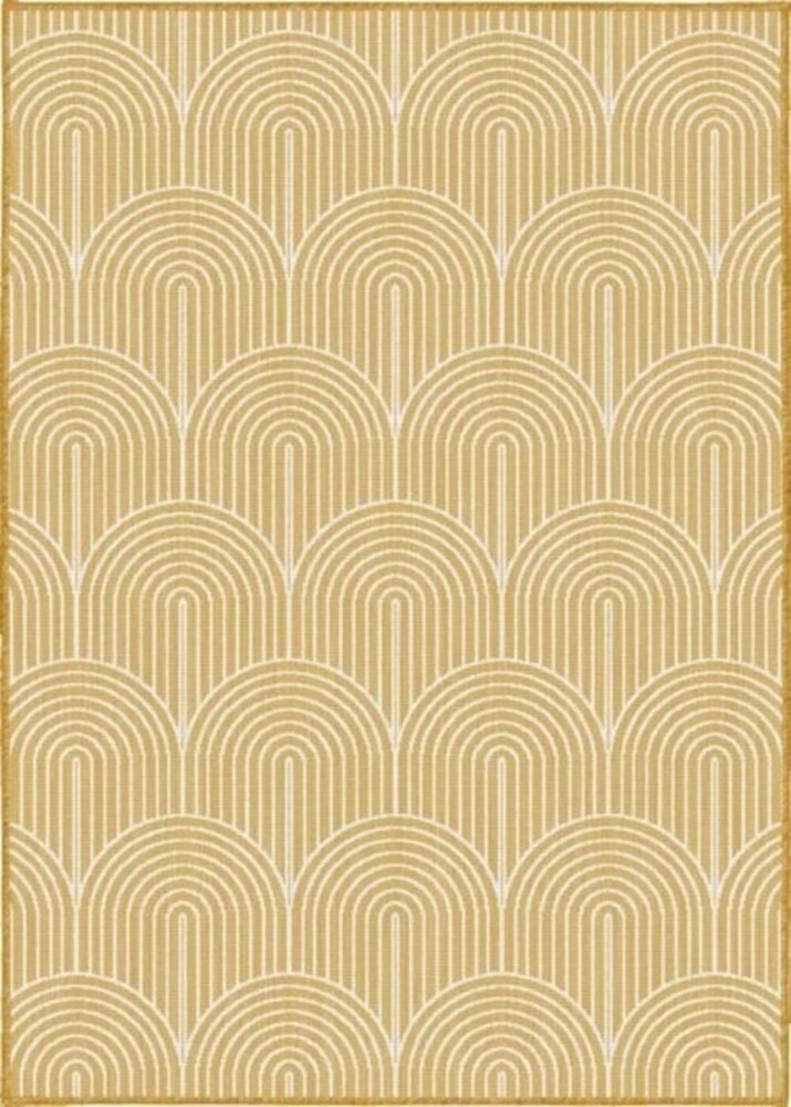 Binnen- En Buitenkleed Omkeerbaar - Pangli Japandi Geel - 120 X 170 CM