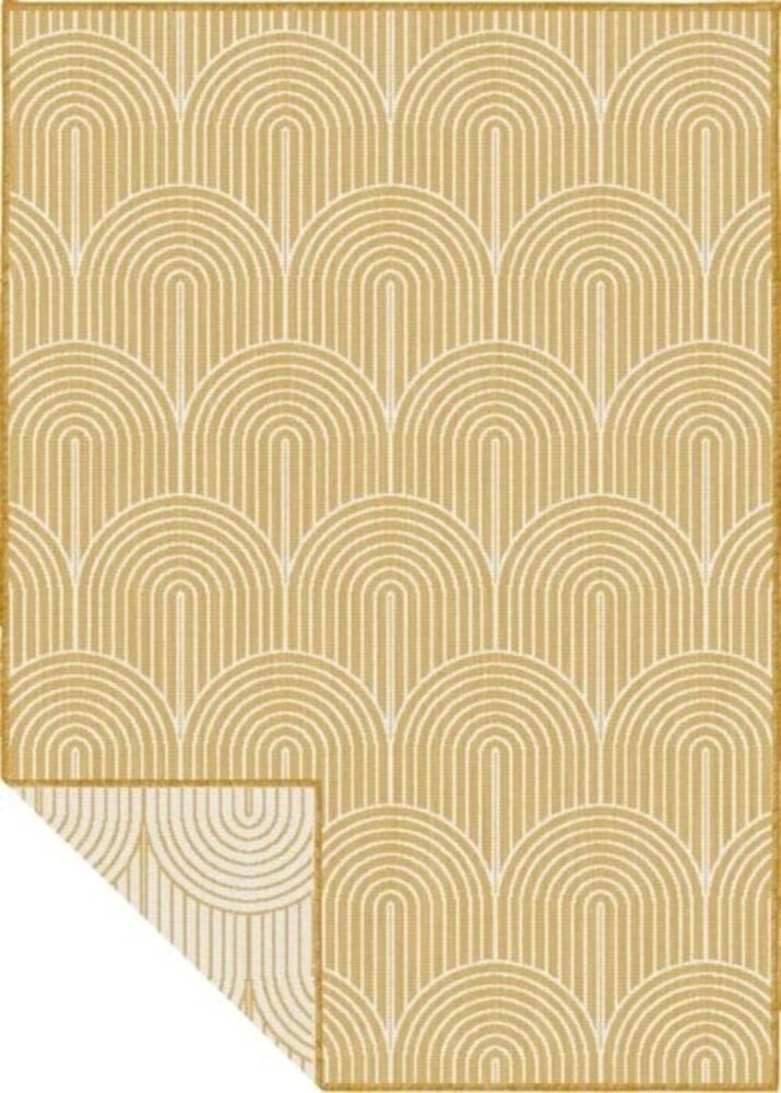 Binnen- En Buitenkleed Omkeerbaar - Pangli Japandi Geel - 120 X 170 CM