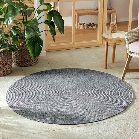 Rond Binnen- En Buitenkleed - Trenzado Grijs - Ã˜ 150 CM