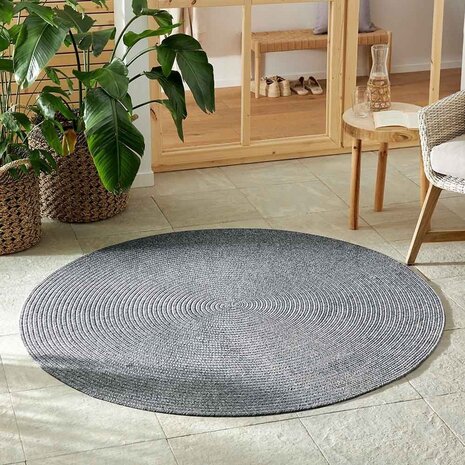 Rond Binnen- En Buitenkleed - Trenzado Grijs - Ã˜ 200 CM
