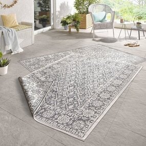 Binnen & Buiten vloerkleed - Curacao Grijs/Crème Omkeerbaar - 200 X 290 CM