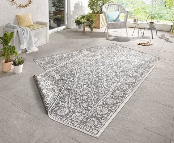 Binnen & Buiten vloerkleed - Curacao Grijs/Crème Omkeerbaar - 200 X 290 CM