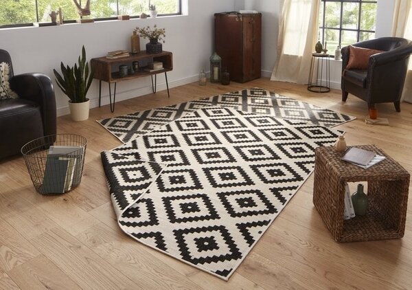 Binnen & Buiten Omkeerbaar vloerkleed - Malta Zwart/Crème - 200 X 290 CM