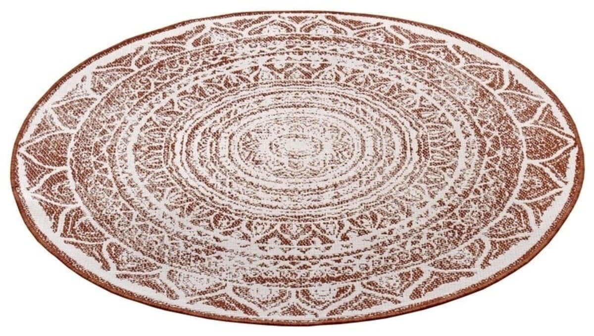 Rond Binnen & Buitenkleed Omkeerbaar - Siruma Terra/Crème - Ã˜ 140 CM