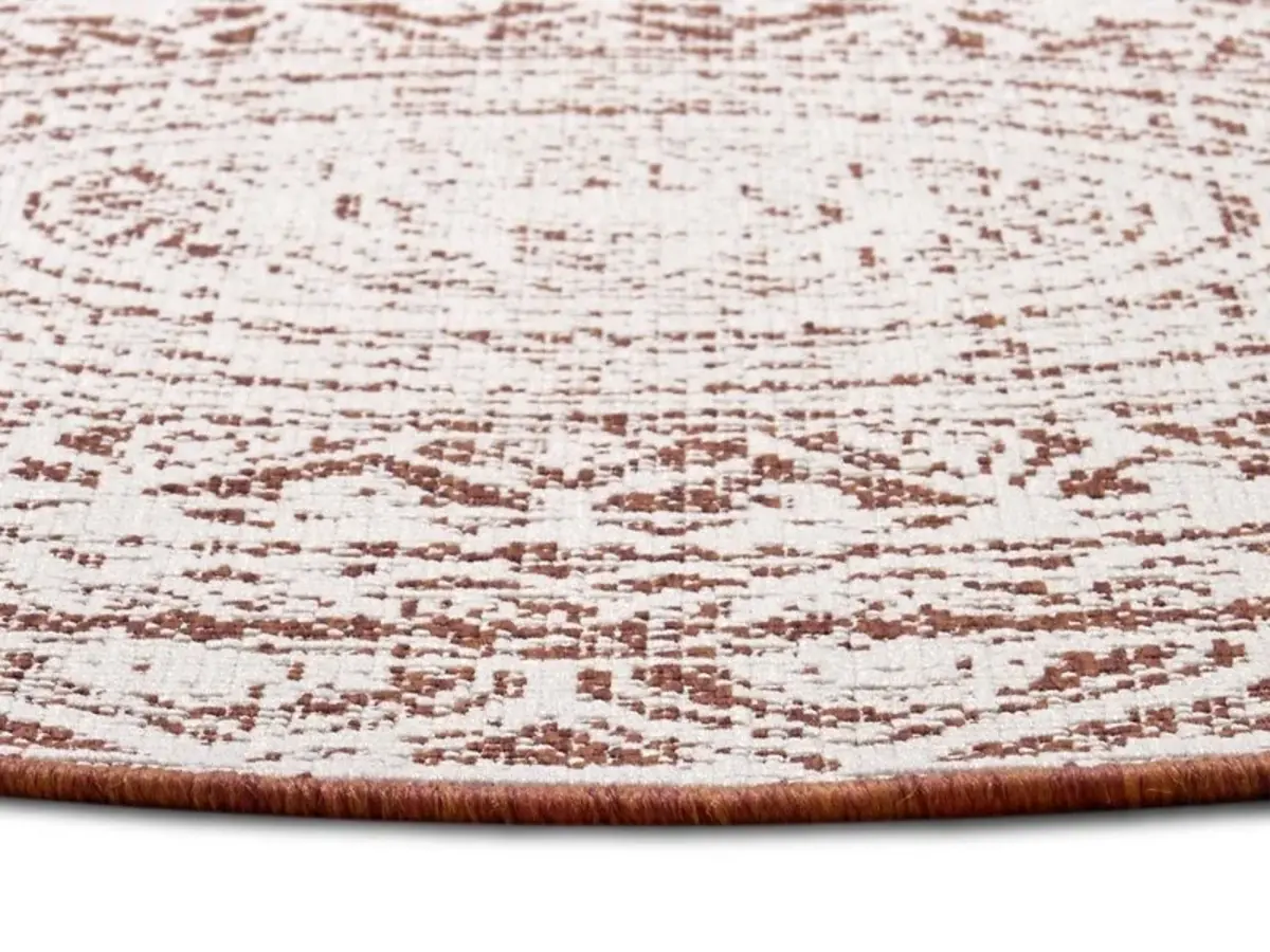 Rond Binnen & Buitenkleed Omkeerbaar - Siruma Terra/Crème - Ã˜ 140 CM