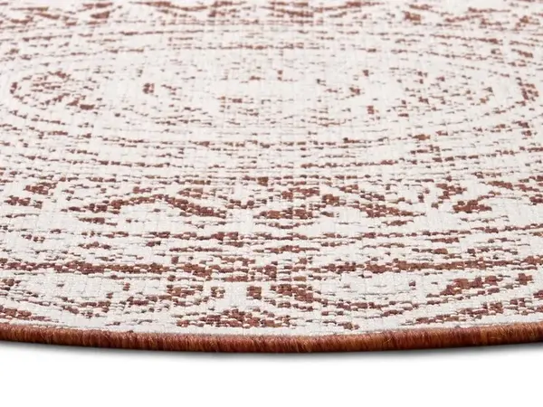 Rond Binnen & Buitenkleed Omkeerbaar - Siruma Terra/Crème - Ã˜ 140 CM