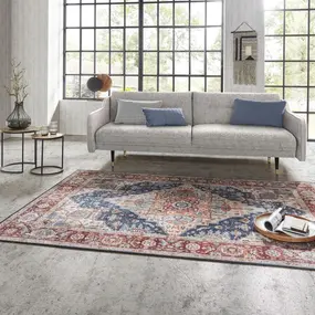 Vintage vloerkleed - Oriental Sylla Donkerblauw/Rood - 120 X 160 CM