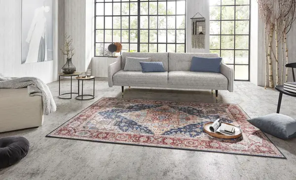 Vintage vloerkleed - Oriental Sylla Donkerblauw/Rood - 120 X 160 CM