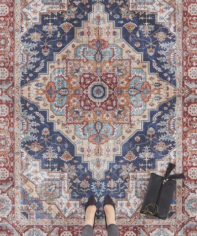 Vintage vloerkleed - Oriental Sylla Donkerblauw/Rood - 120 X 160 CM