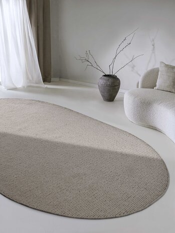 Ovaal wollen vloerkleed - Francois Linen/Beige - 160 X 230 CM Ovaal