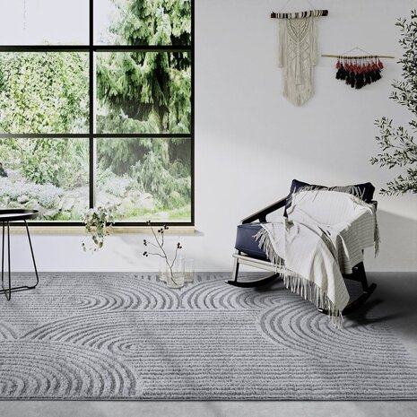 Elle Decoration - Gallery - Hoogpolig vloerkleed - Chappe - Lichtgrijs - 160 X 235 CM
