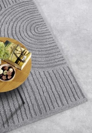 Elle Decoration - Gallery - Hoogpolig vloerkleed - Chappe - Lichtgrijs - 160 X 235 CM