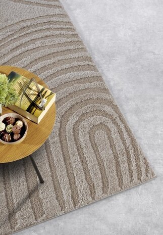 Elle Decoration - Gallery - Hoogpolig vloerkleed - Pigment - Beige - 160 X 235 CM