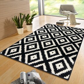 Geometrisch vloerkleed - Diamond Zwart/Wit - 200x290 cm