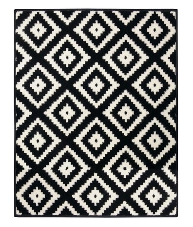 Geometrisch vloerkleed - Diamond Zwart/Wit - 200x290 cm