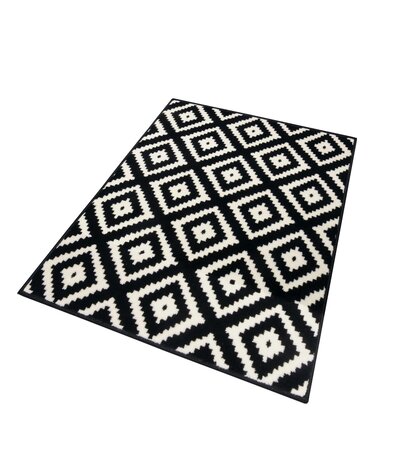 Geometrisch vloerkleed - Diamond Zwart/Wit - 200x290 cm