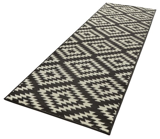 Moderne loper - Nordic Zwart/Wit - 80x400 cm