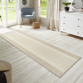 Laagpolig Loper - Band Crème - 80x250 cm