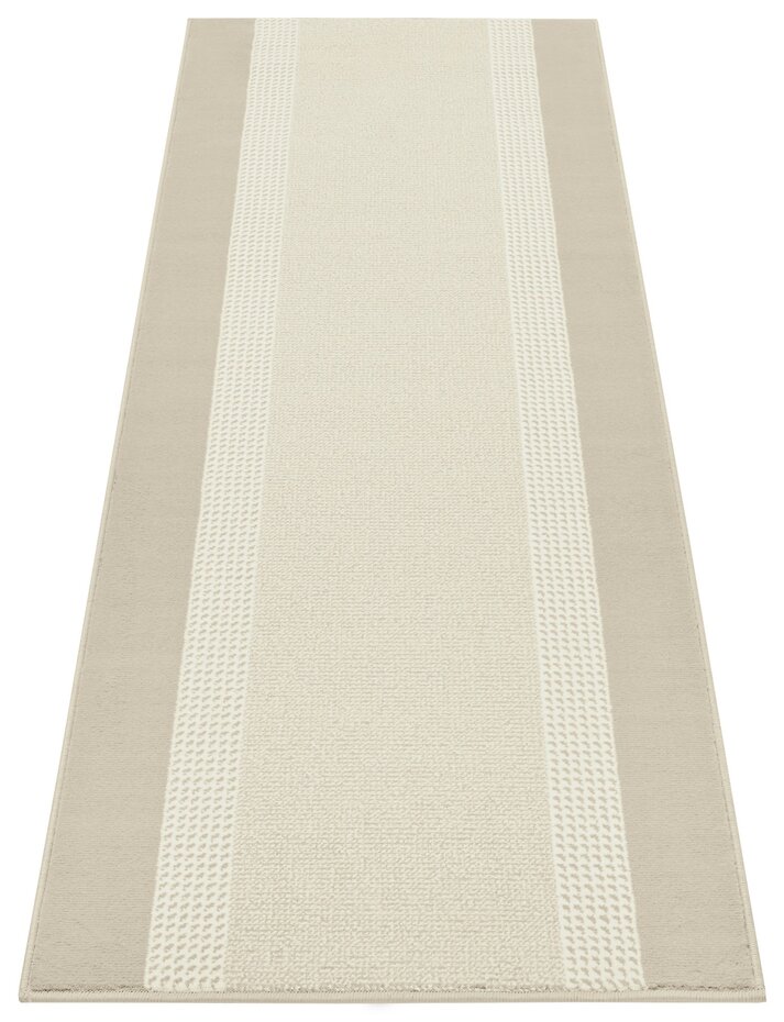 Laagpolig Loper - Band Crème - 80x250 cm
