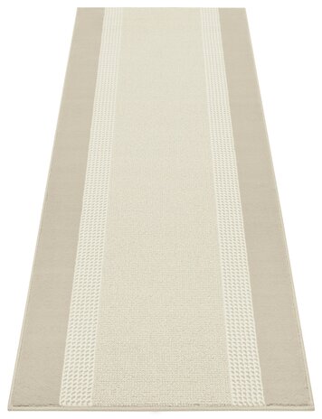 Laagpolig Loper - Band Crème - 80x250 cm