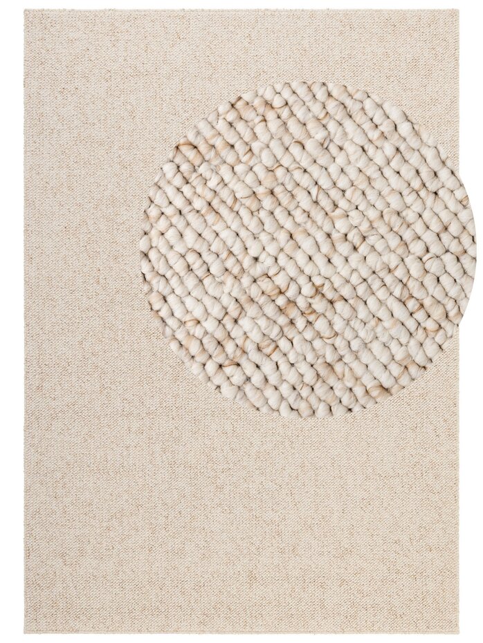 Laagpolig vloerkleed - Rocco Bolletjes Crème - 80x240 cm