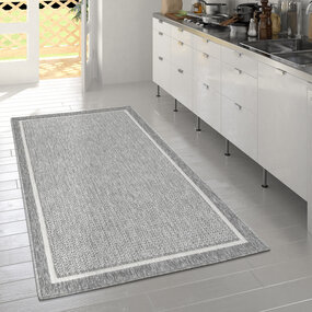 Binnen & Buitenkleed - Vloerkleed Bruliza - Lijstmotief / Kader - Grijs - 200x290 cm