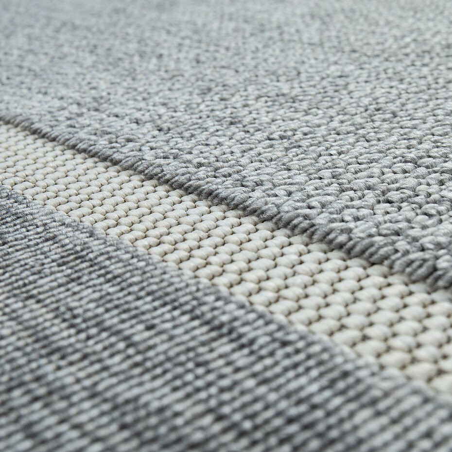 Binnen & Buitenkleed - Vloerkleed Bruliza - Lijstmotief / Kader - Grijs - 200x290 cm