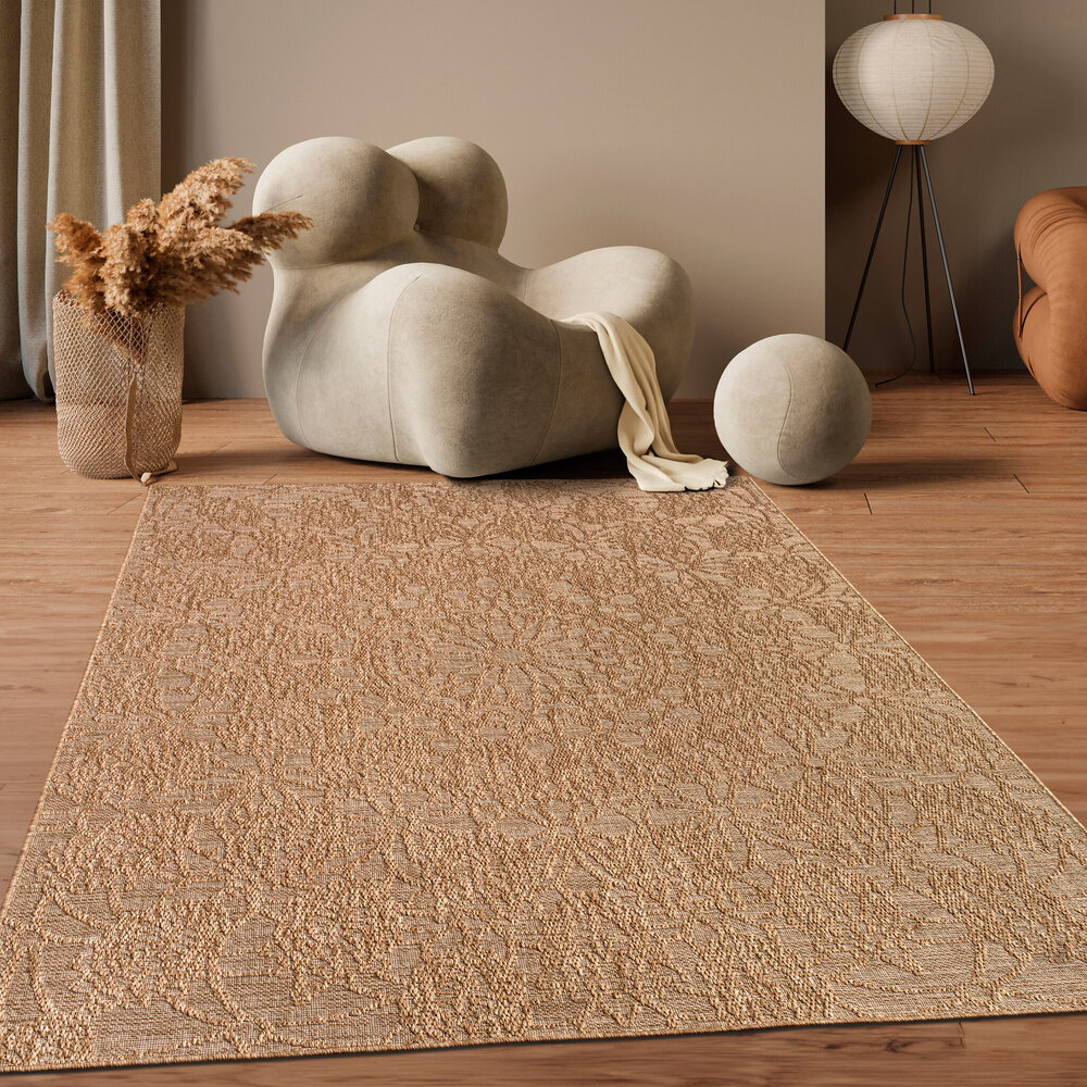 Binnen- en buitenkleed - Rimoda Medaillon Beige - 200x280 cm