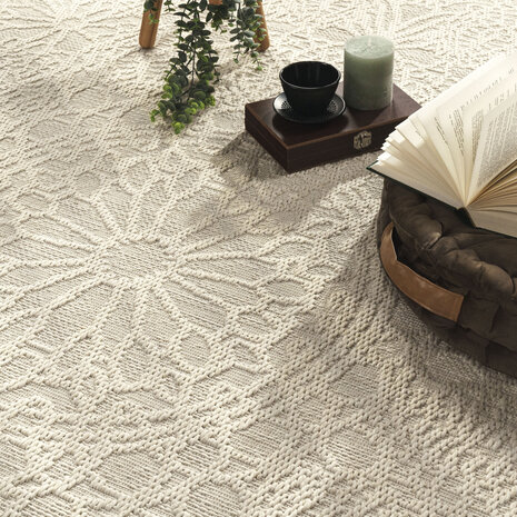 Binnen- en buitenkleed - Rimoda Medaillon Crème - 200x280 cm